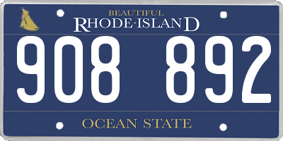 RI license plate 908892