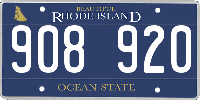 RI license plate 908920
