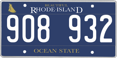 RI license plate 908932