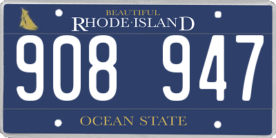 RI license plate 908947
