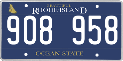 RI license plate 908958