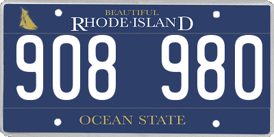 RI license plate 908980