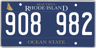 RI license plate 908982