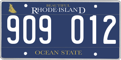 RI license plate 909012