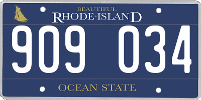 RI license plate 909034