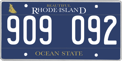 RI license plate 909092