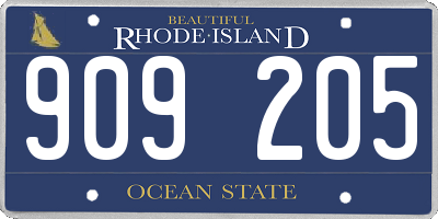 RI license plate 909205