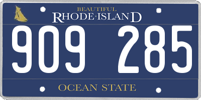 RI license plate 909285