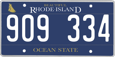 RI license plate 909334