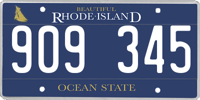 RI license plate 909345