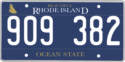 RI license plate 909382