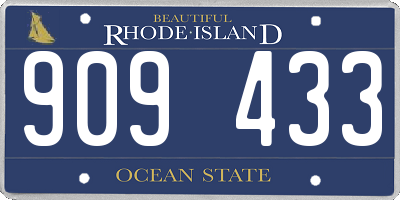 RI license plate 909433