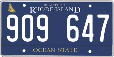 RI license plate 909647