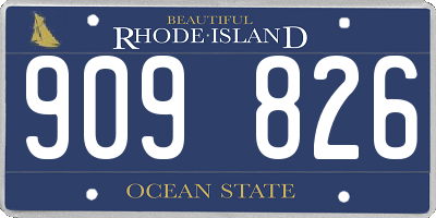 RI license plate 909826