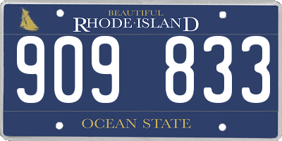 RI license plate 909833
