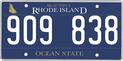 RI license plate 909838