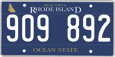 RI license plate 909892