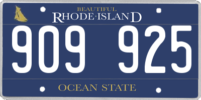 RI license plate 909925