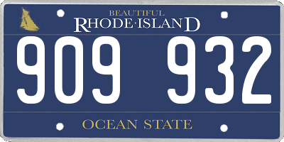 RI license plate 909932
