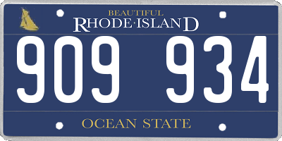 RI license plate 909934