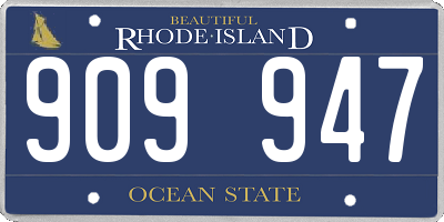RI license plate 909947