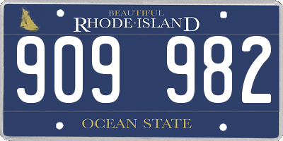 RI license plate 909982