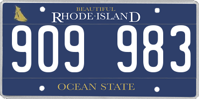 RI license plate 909983