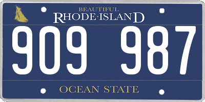 RI license plate 909987