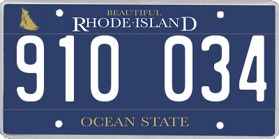 RI license plate 910034