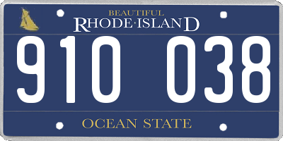 RI license plate 910038