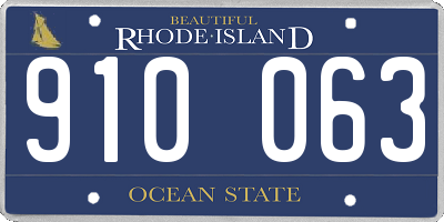 RI license plate 910063