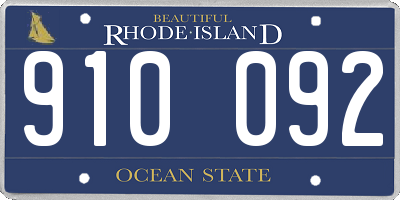 RI license plate 910092
