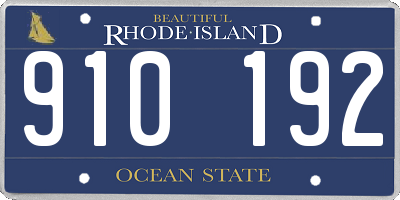 RI license plate 910192