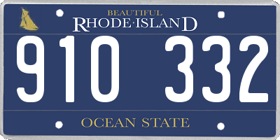 RI license plate 910332