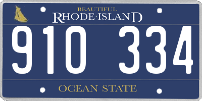 RI license plate 910334
