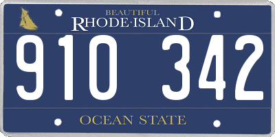 RI license plate 910342