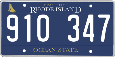 RI license plate 910347