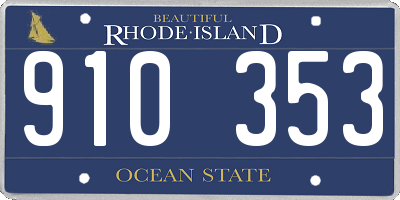 RI license plate 910353