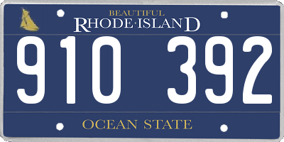 RI license plate 910392
