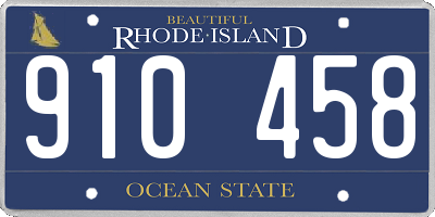 RI license plate 910458