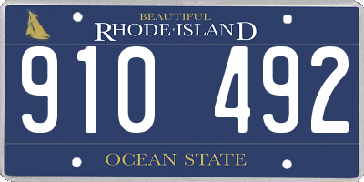 RI license plate 910492