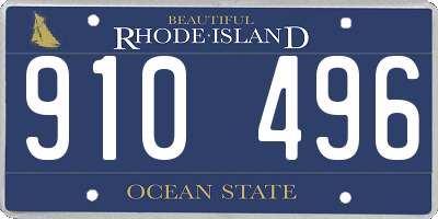 RI license plate 910496