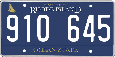RI license plate 910645