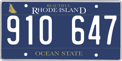 RI license plate 910647