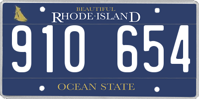 RI license plate 910654