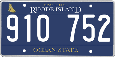RI license plate 910752