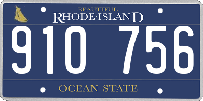 RI license plate 910756