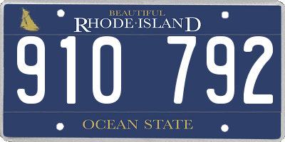 RI license plate 910792