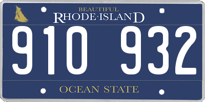 RI license plate 910932