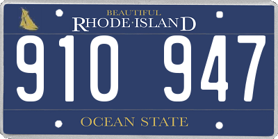 RI license plate 910947